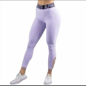 Alphalete Capri leggings with cross cross detail in Size Large
